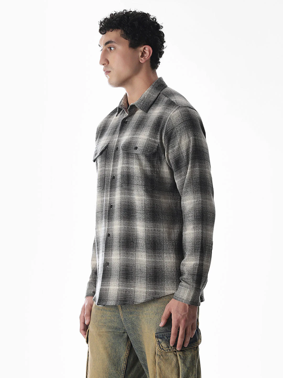 Black Check Cotton Shirt - Image 3