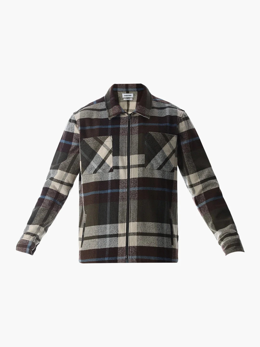 Check Zip-Up Oversized Shirt - Image 7