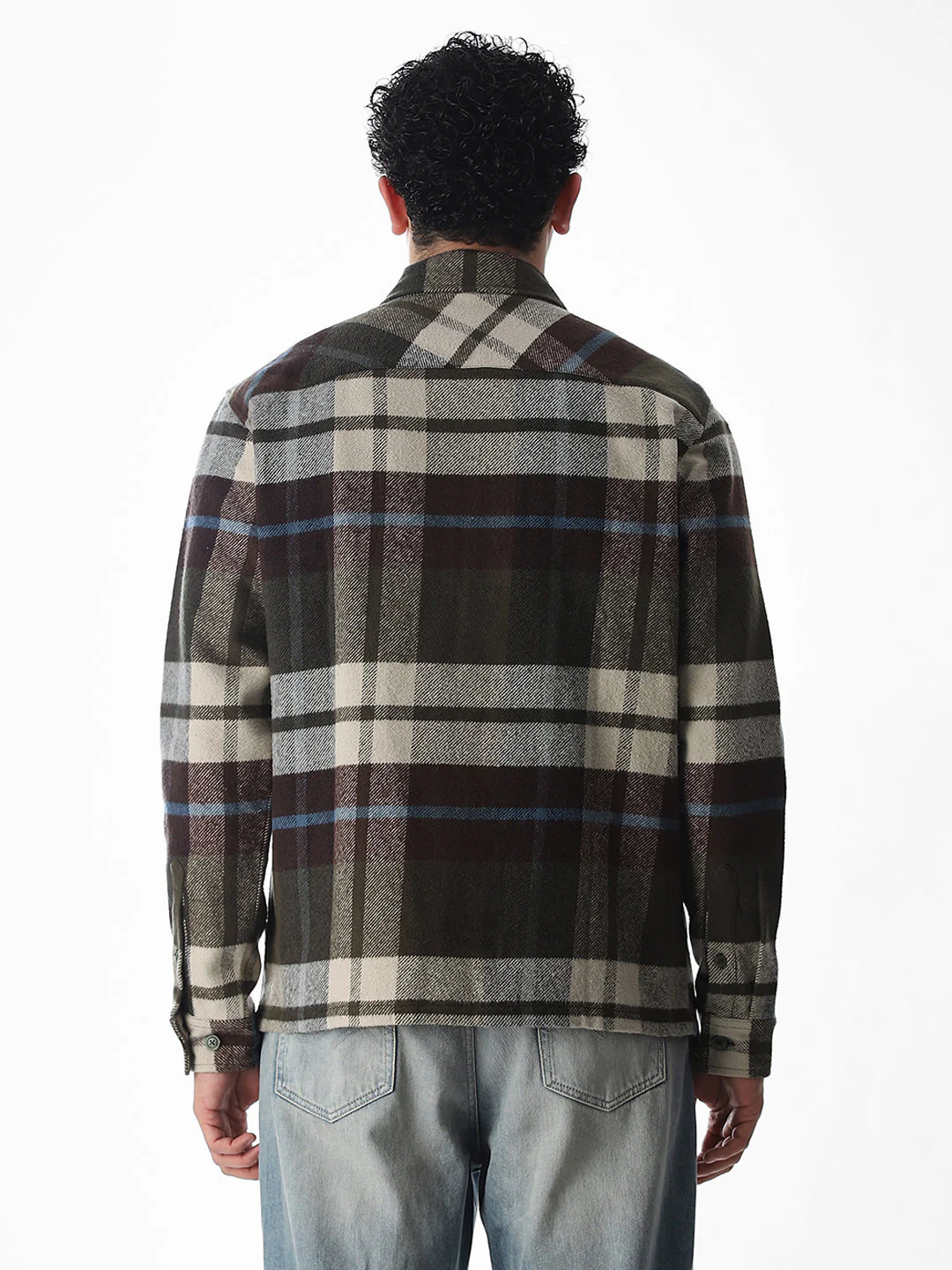 Check Zip-Up Oversized Shirt - Image 9