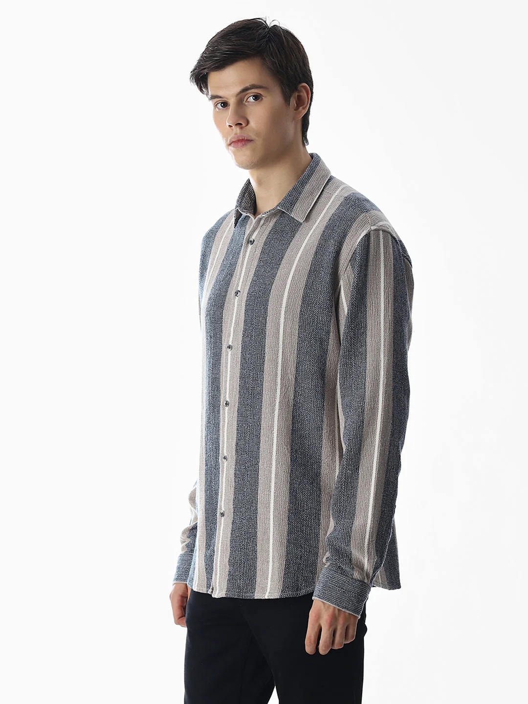 Cotton Striped Regular Fit Shirt - Image 3