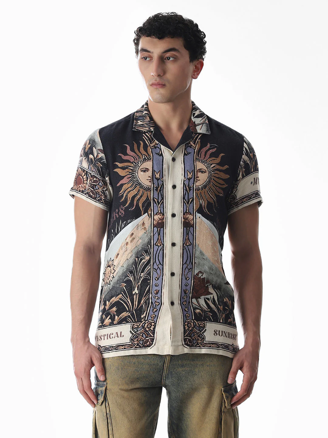 Black Printed Comfort Fit Shirt - Image 2