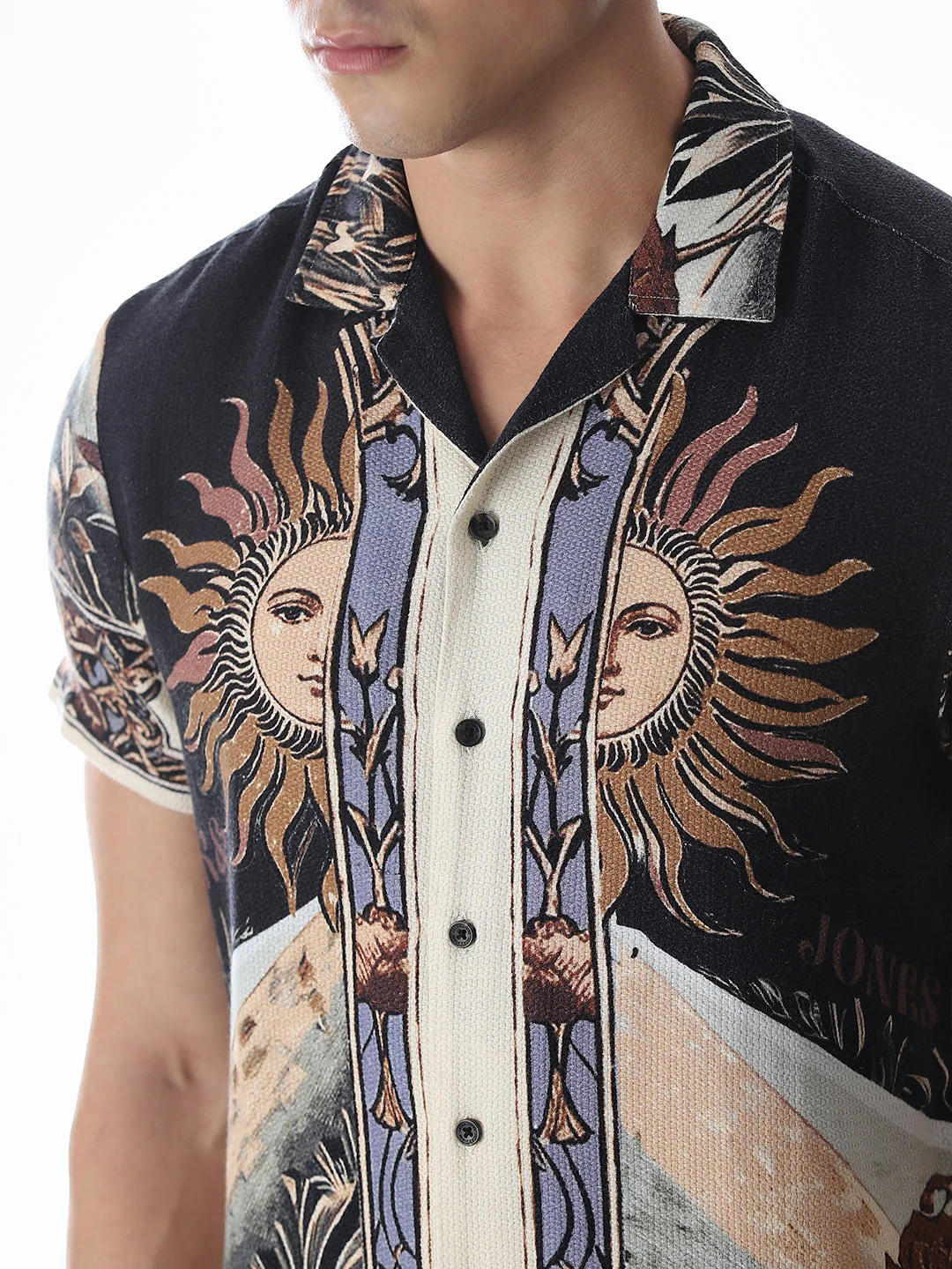 Black Printed Comfort Fit Shirt - Image 5