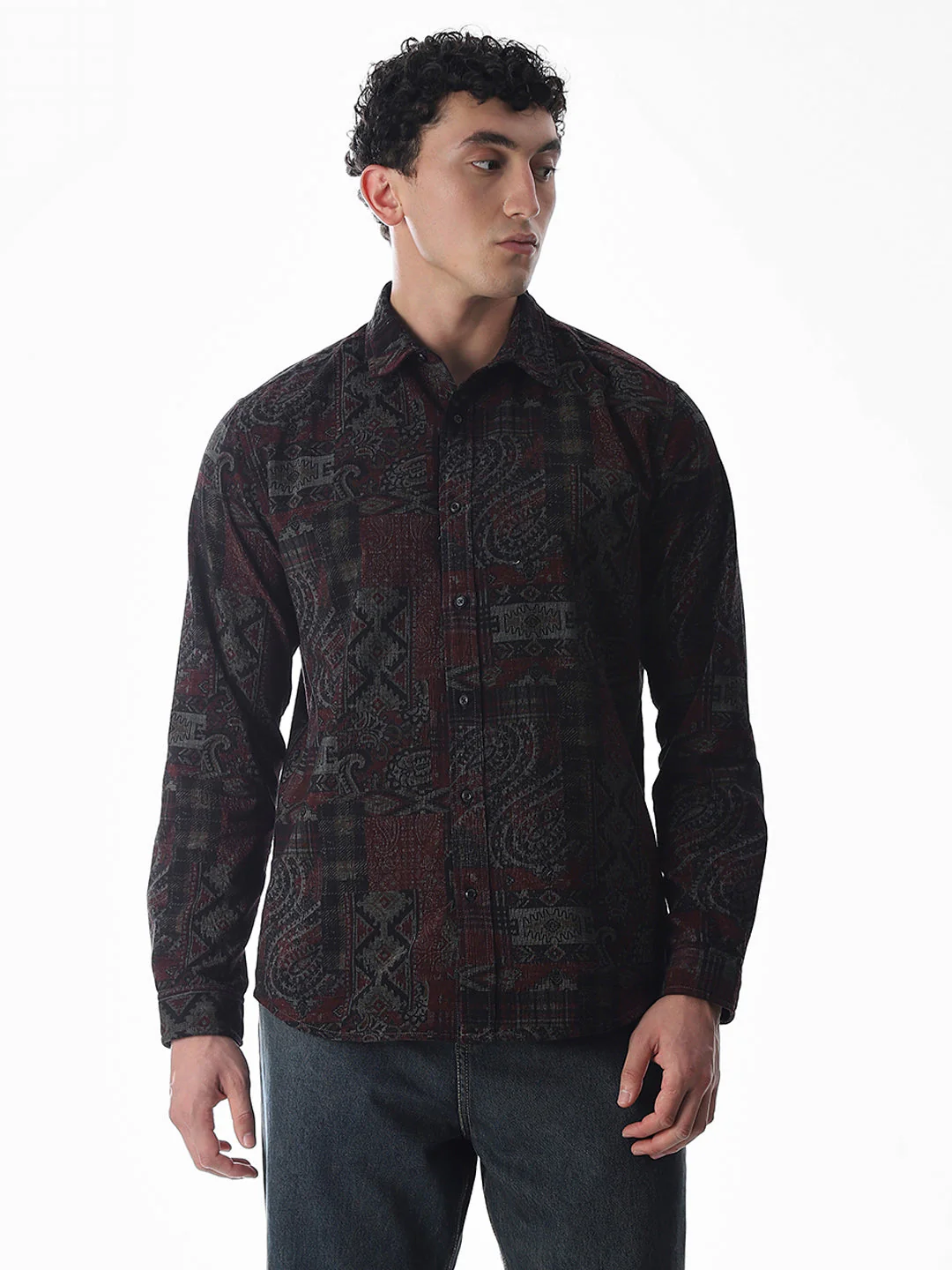 Maroon Printed Shirt - Image 2