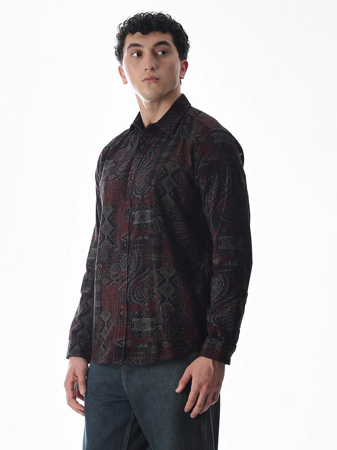 Maroon Printed Shirt - Image 3