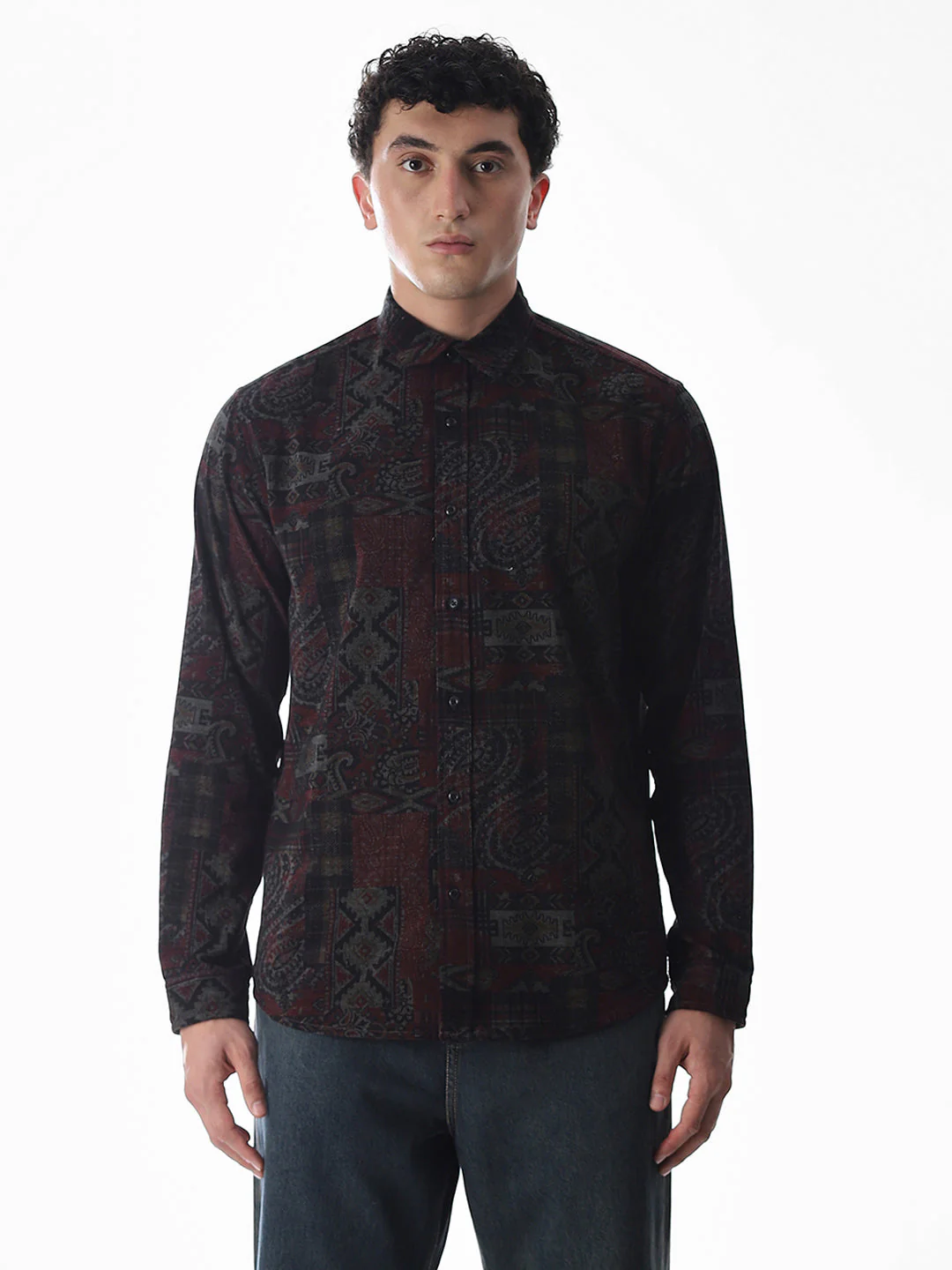 Maroon Printed Shirt - Image 8