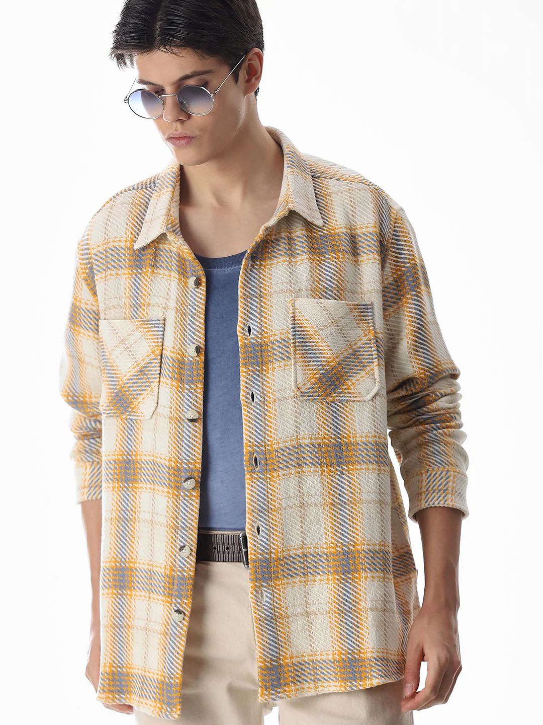 Yellow Check Cotton Overshirt