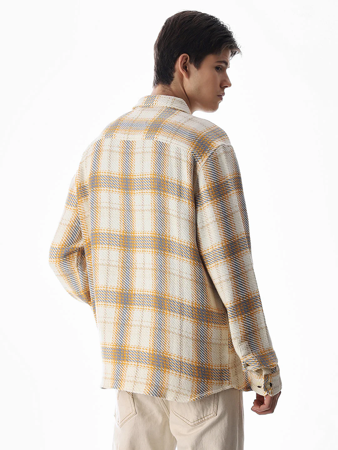 Yellow Check Cotton Overshirt - Image 4