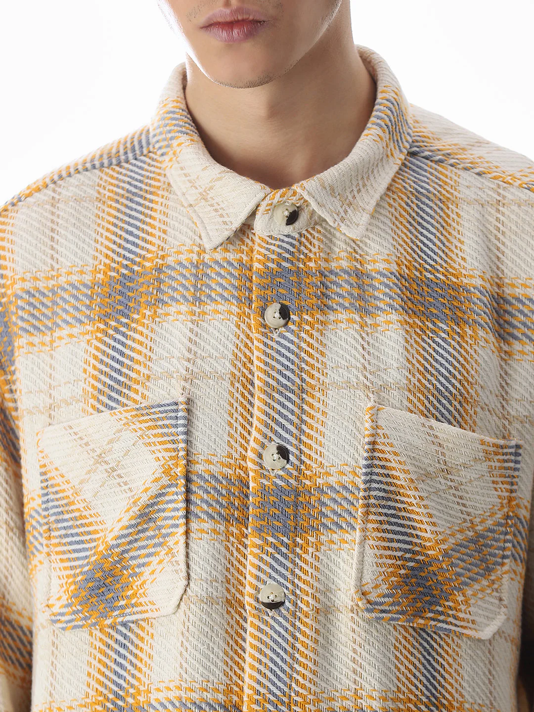 Yellow Check Cotton Overshirt - Image 5