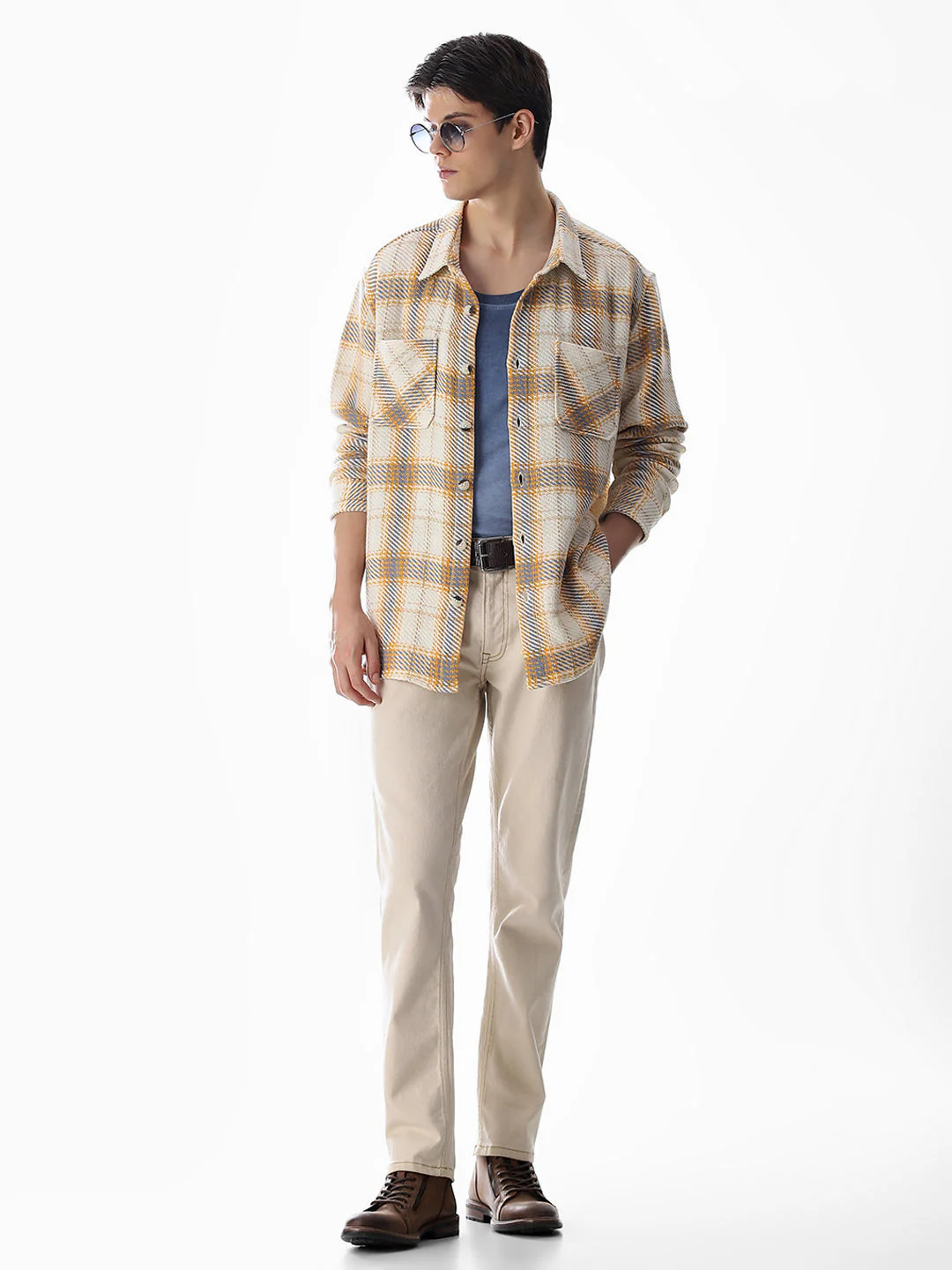 Yellow Check Cotton Overshirt - Image 6