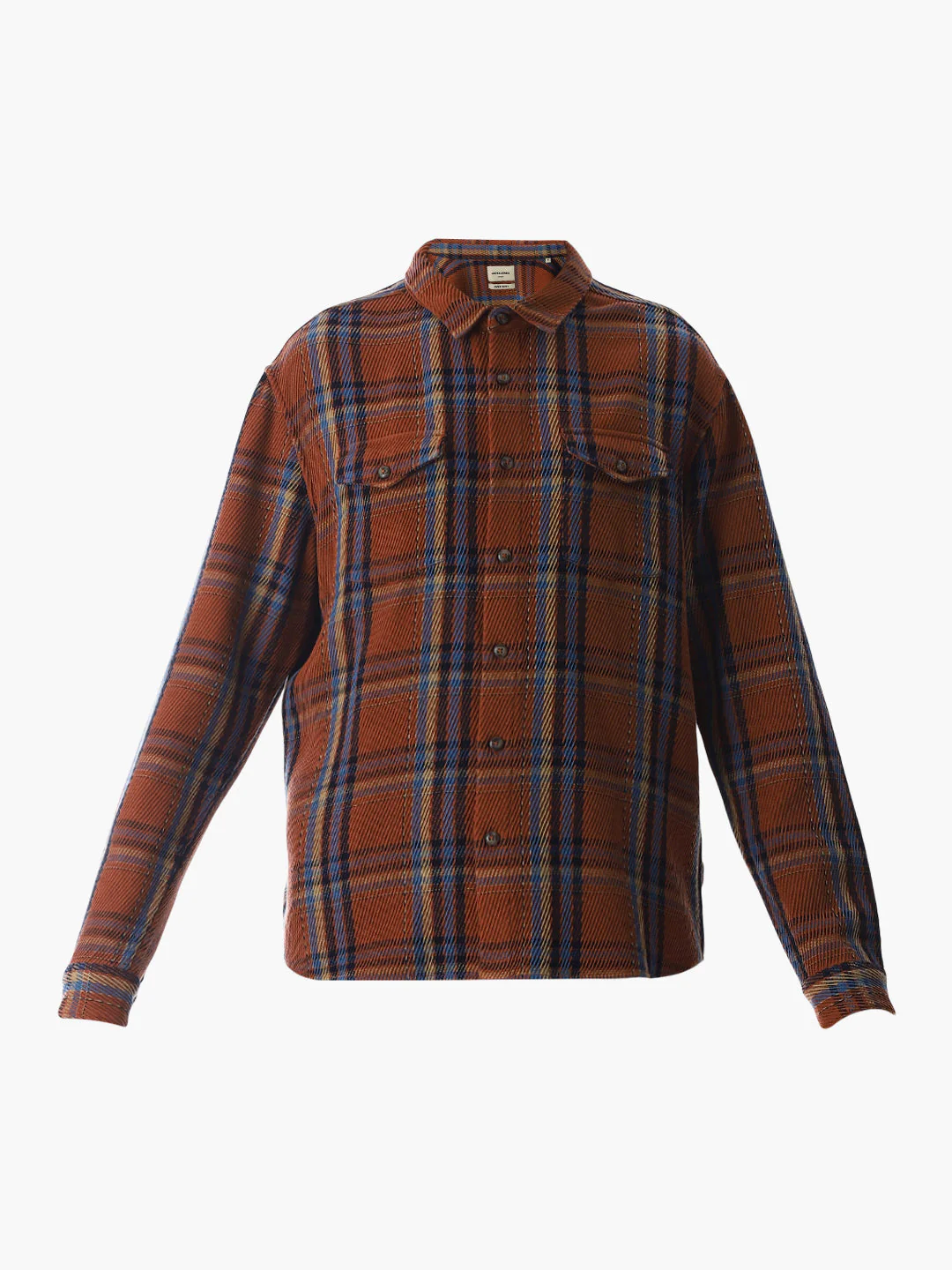 Dark Brown Check Print Overshirt - Image 7