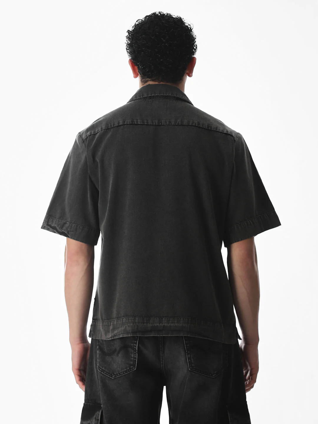 Dark Grey Oversized Cotton Shirt - Image 9