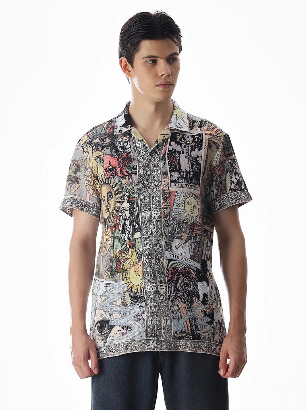 Multi-Colour Tarot Card Print Shirt - Image 2