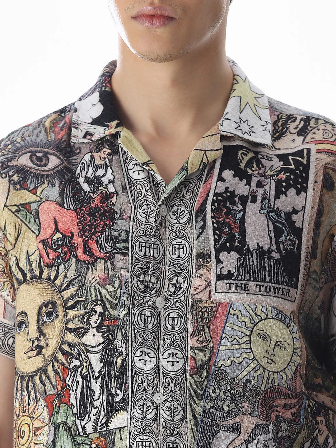 Multi-Colour Tarot Card Print Shirt - Image 5