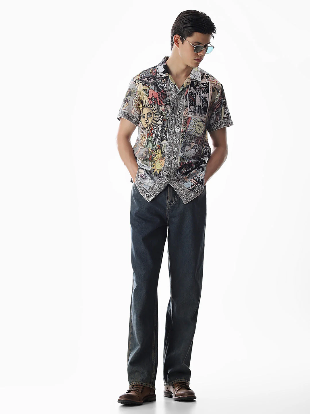 Multi-Colour Tarot Card Print Shirt - Image 6