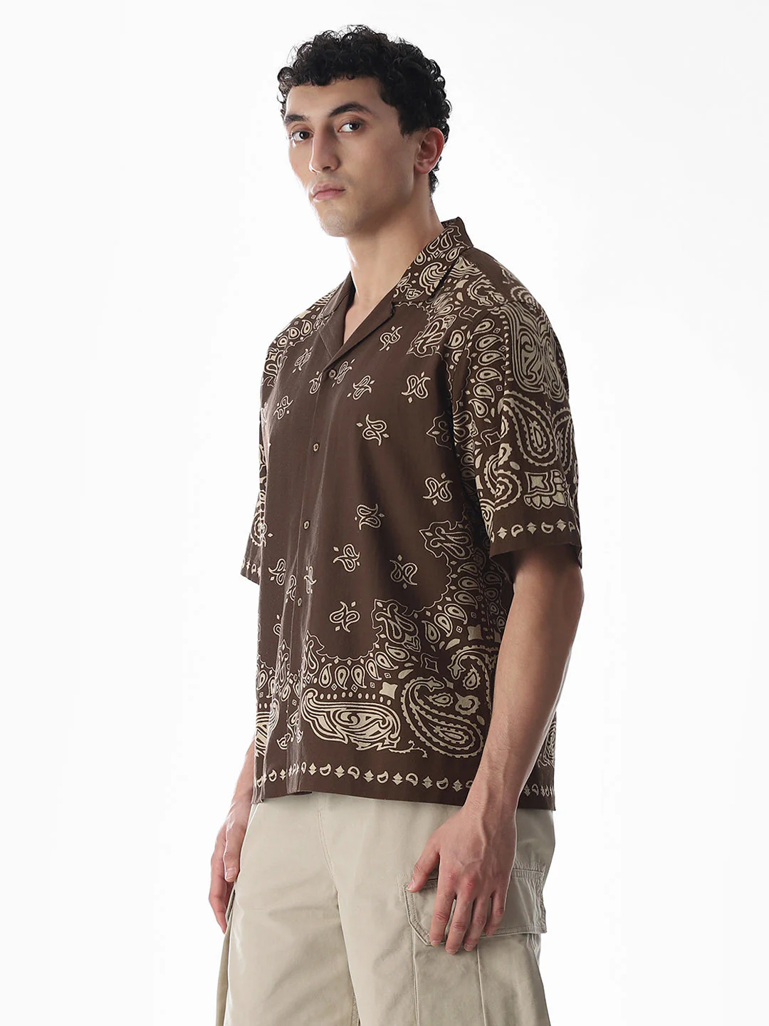 Brown Printed Oversized Shirt - Image 3