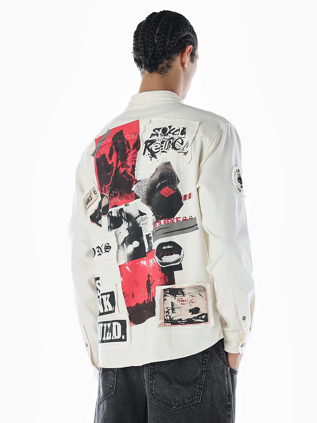 Placement Print Cotton Oversized Shirt - Image 4