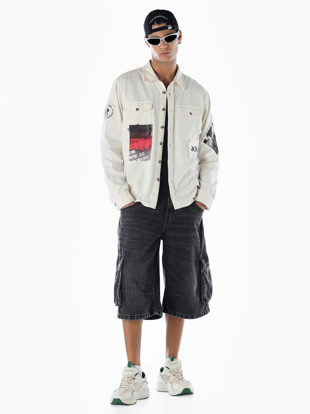 Placement Print Cotton Oversized Shirt - Image 7
