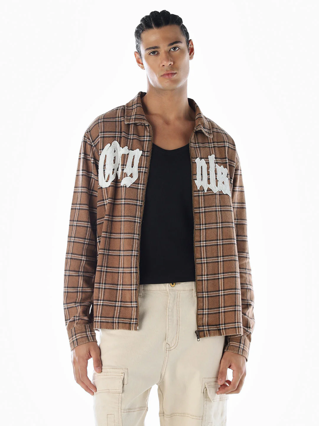 Typographic Print Check Oversized Shirt - Image 2