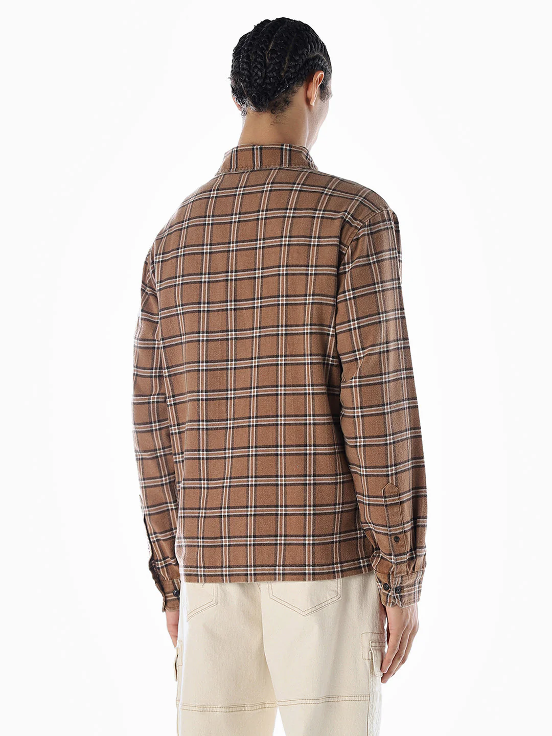 Typographic Print Check Oversized Shirt - Image 4