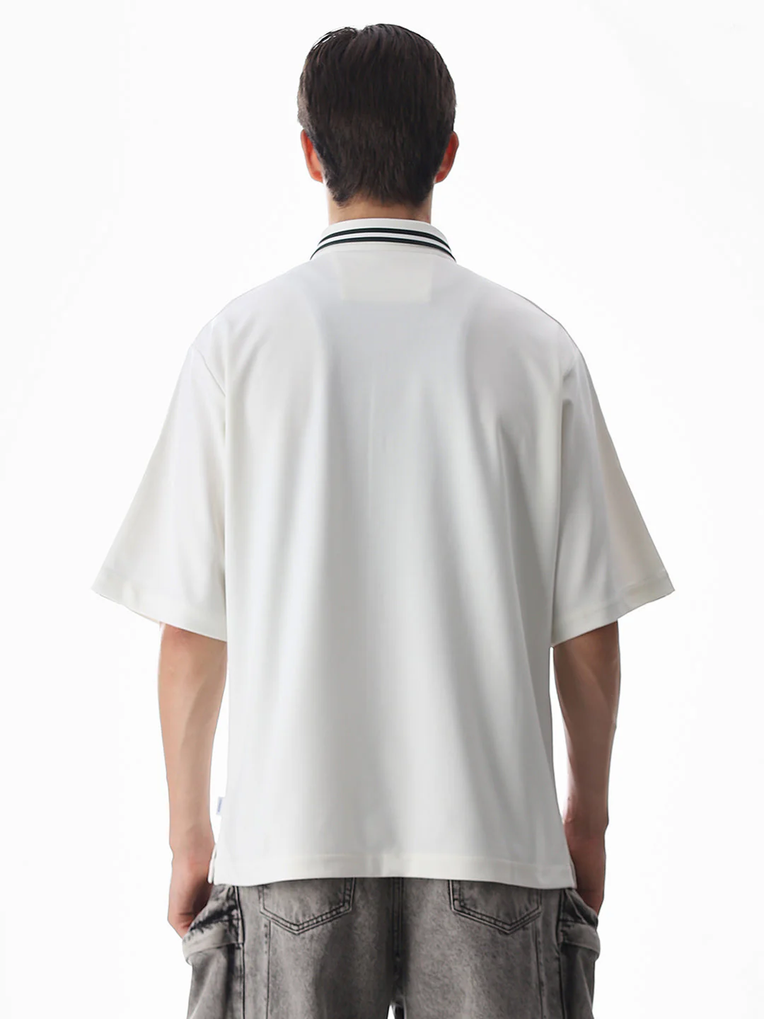 White Printed Knitted Oversized Shirt - Image 9