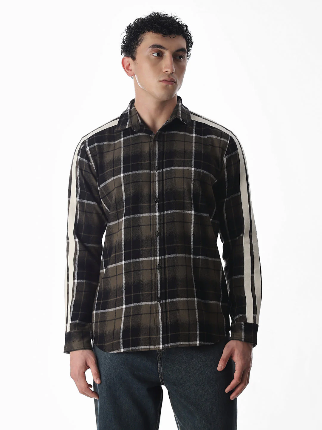Tape Detail Cotton Check Shirt - Image 2