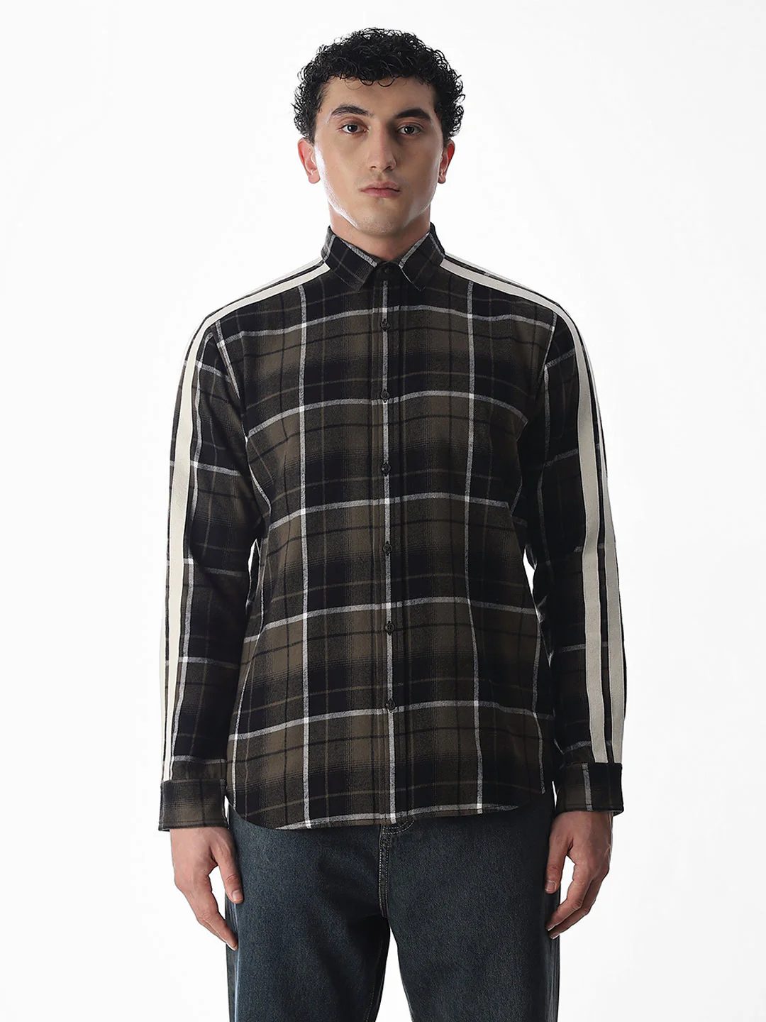 Tape Detail Cotton Check Shirt - Image 8