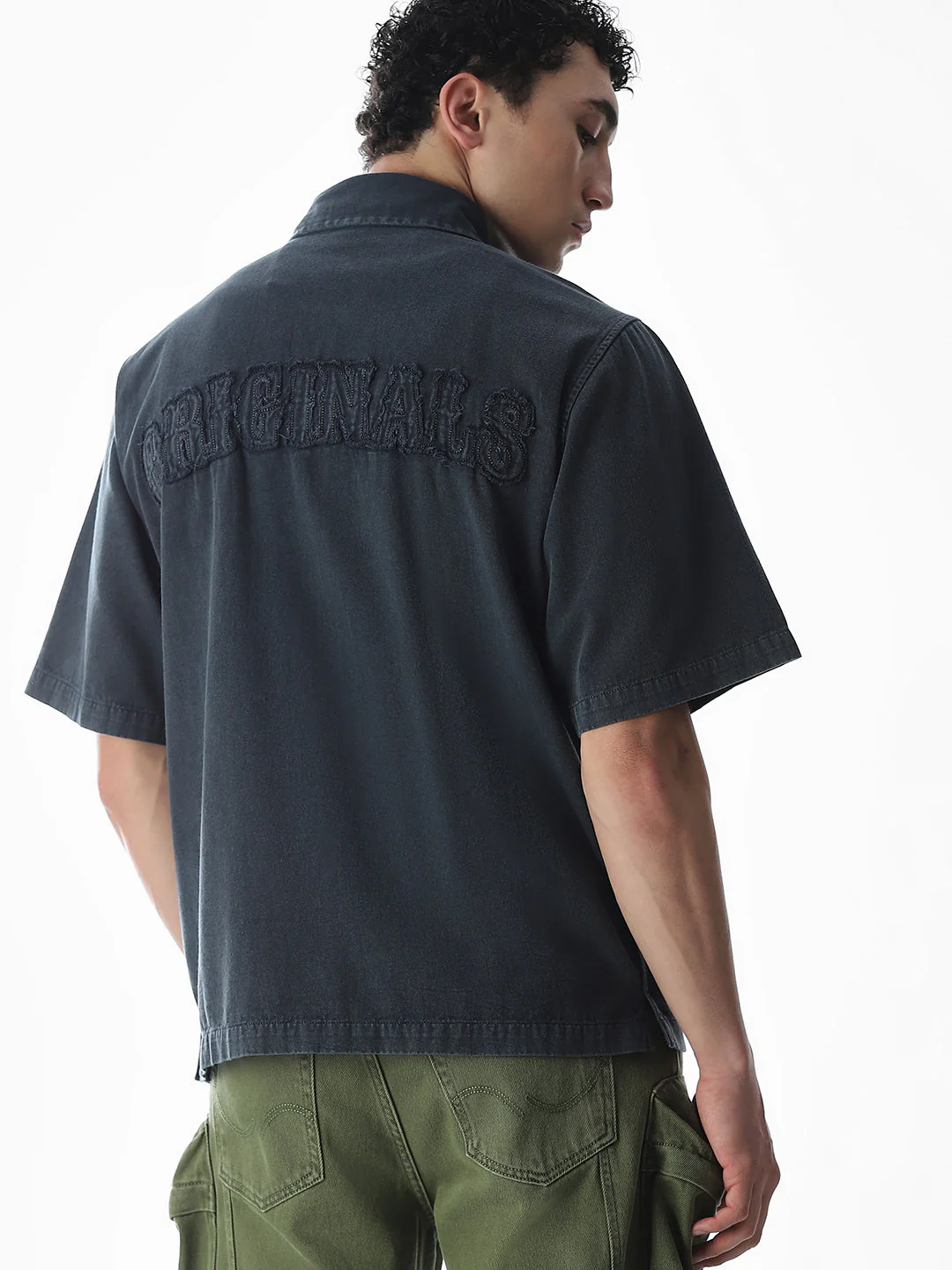 Embroidered Logo Zip-Up Shirt
