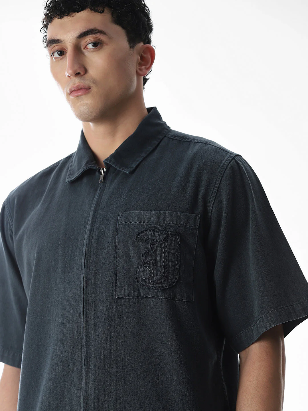 Embroidered Logo Zip-Up Shirt - Image 5