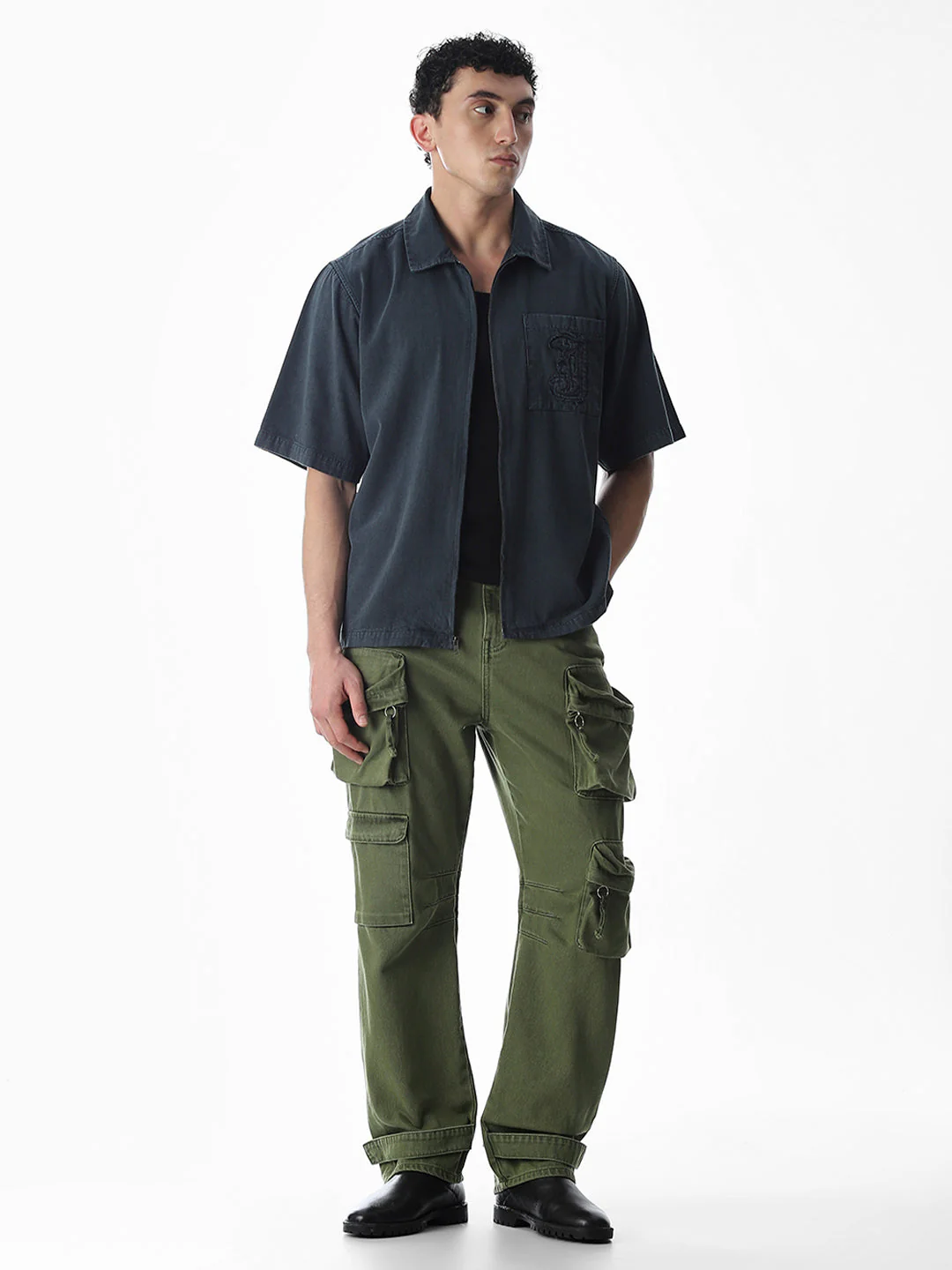 Embroidered Logo Zip-Up Shirt - Image 6