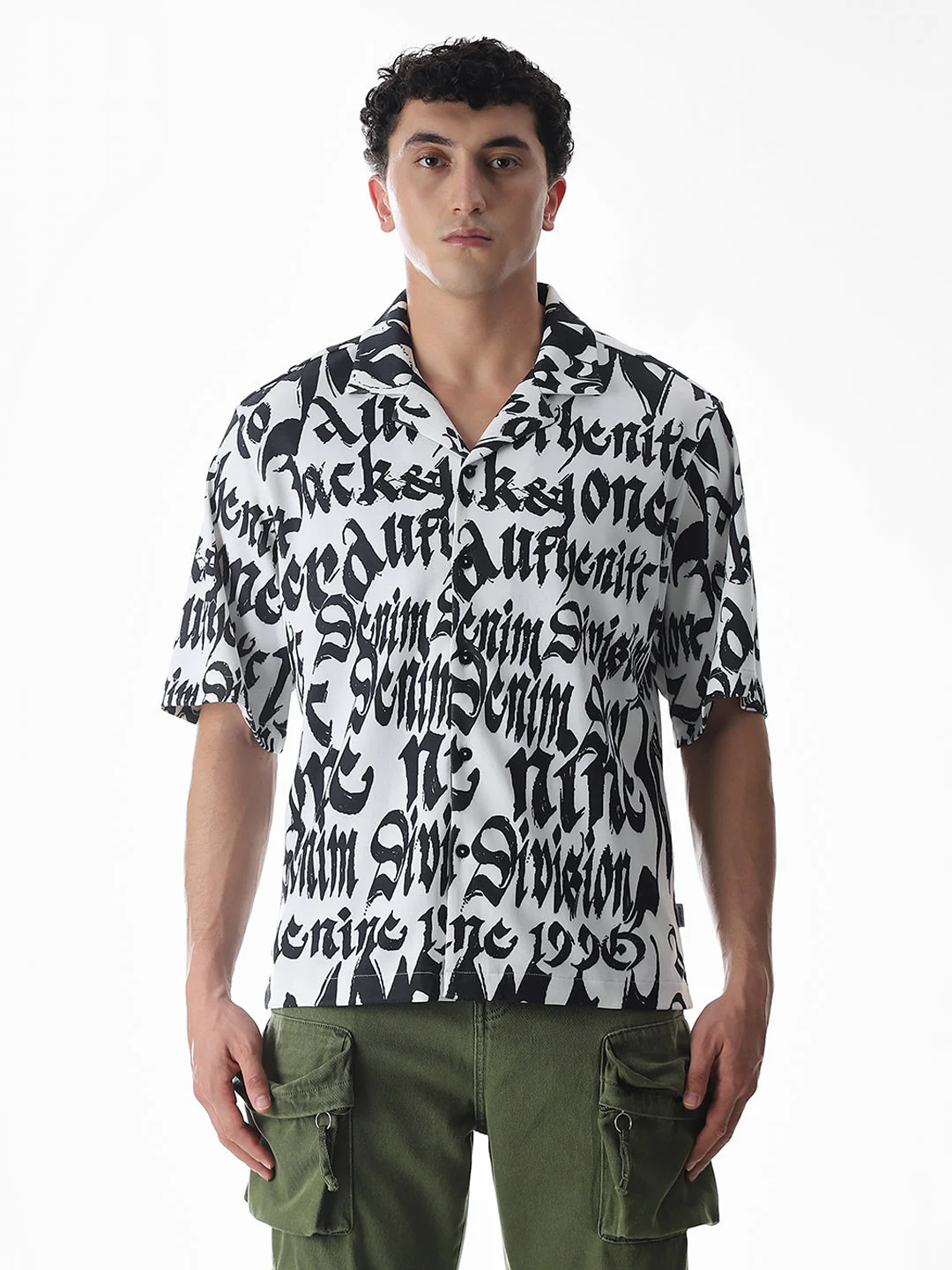 White Typographic Print Knitted Oversized Shirt - Image 8