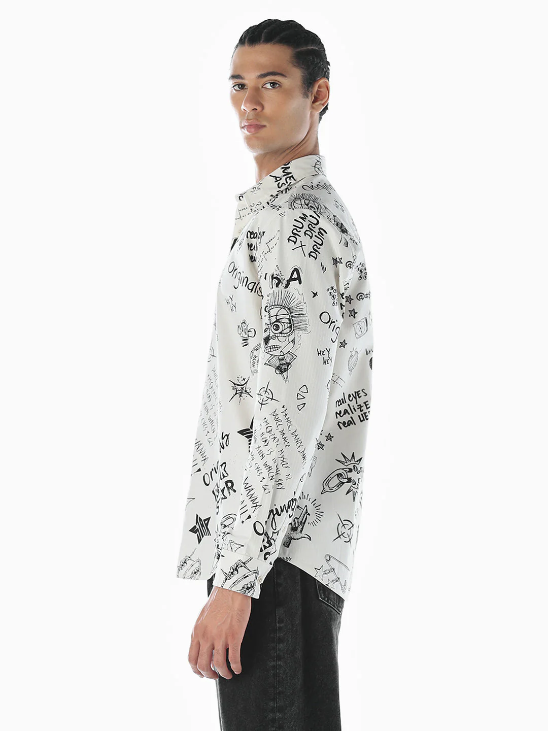 Graphic Print Cotton Shirt - Image 3