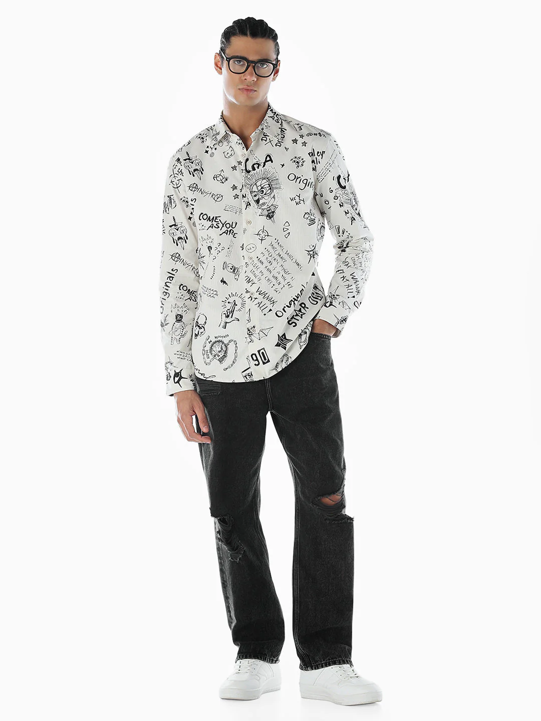 Graphic Print Cotton Shirt - Image 6