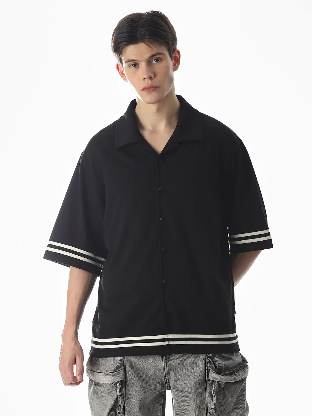 Black Knit Oversized Shirt - Image 2