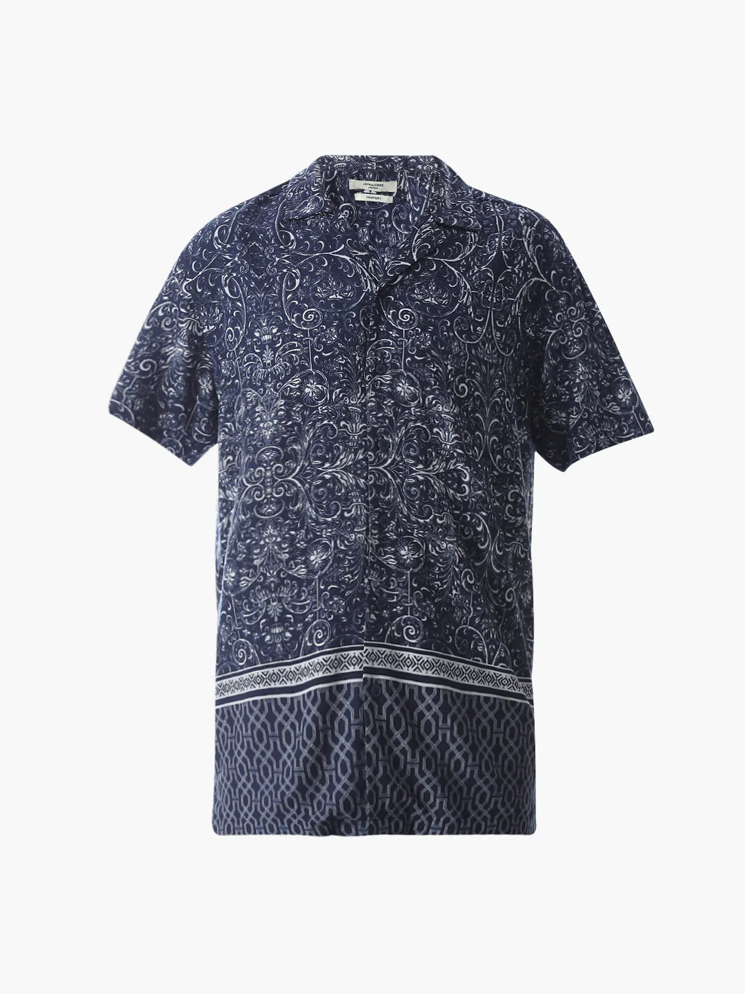 Blue Printed Viscose Comfort Fit Shirt - Image 7