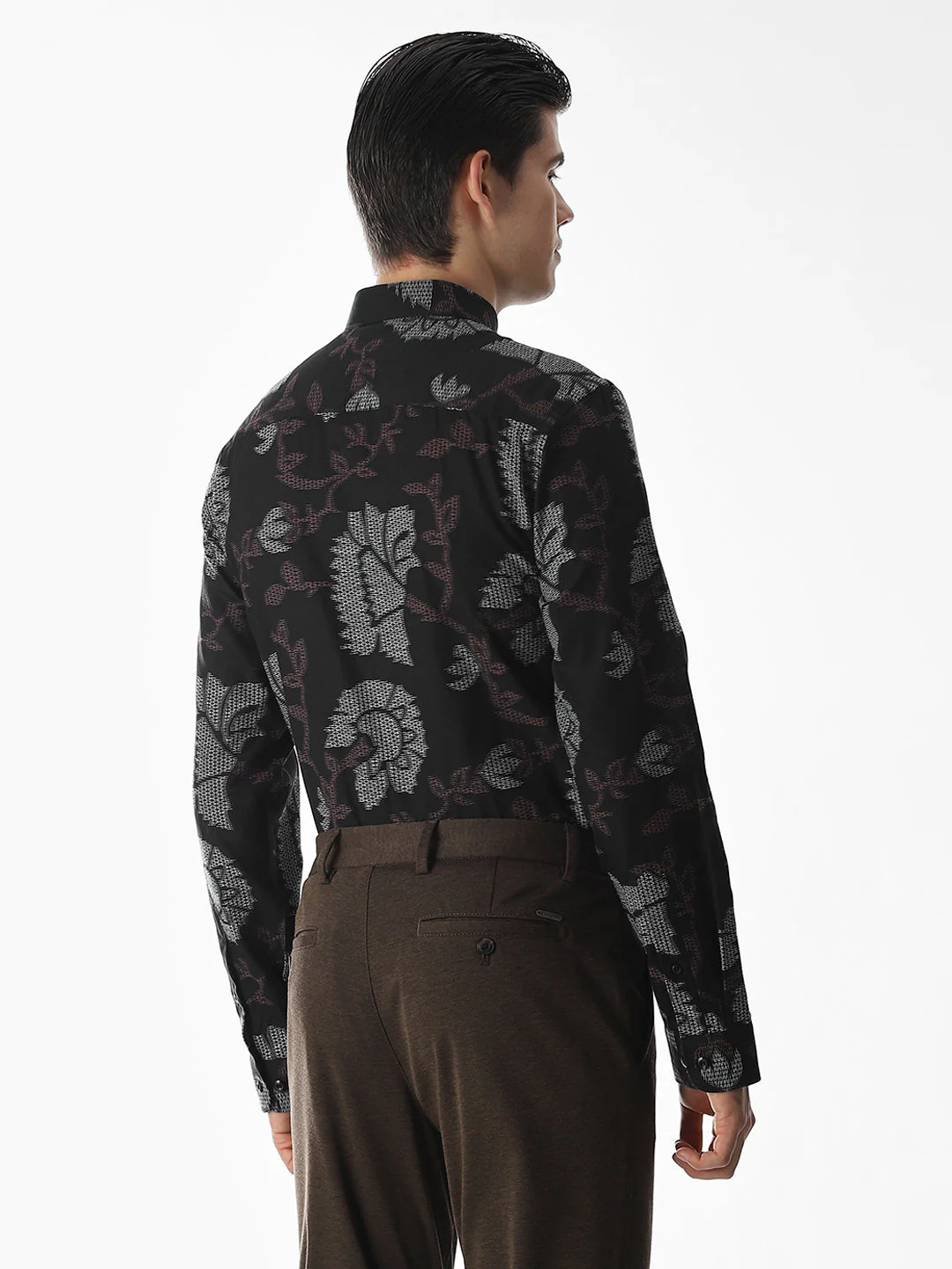 Black Jacquard Cotton Shirt - Image 4