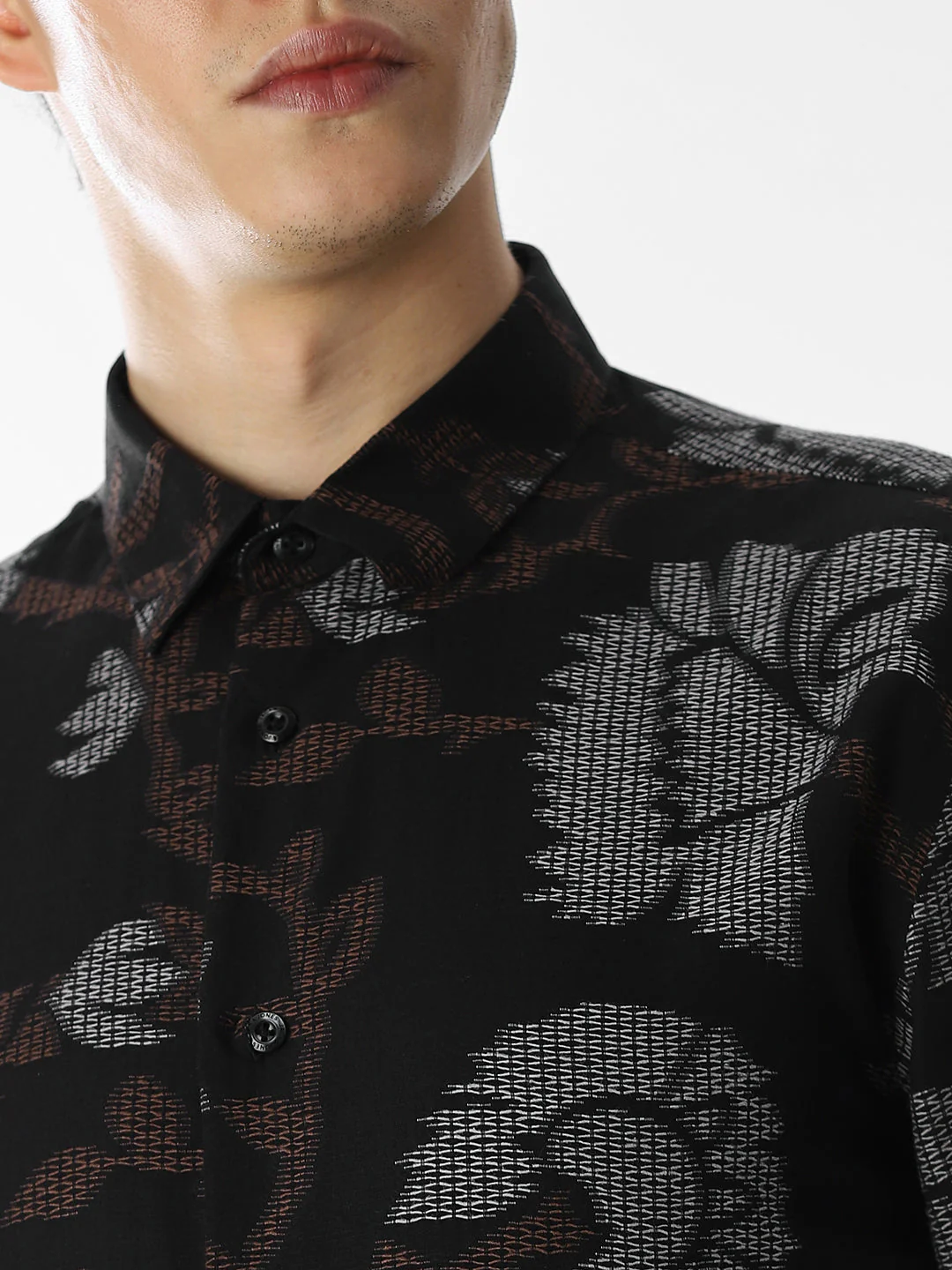 Black Jacquard Cotton Shirt - Image 5