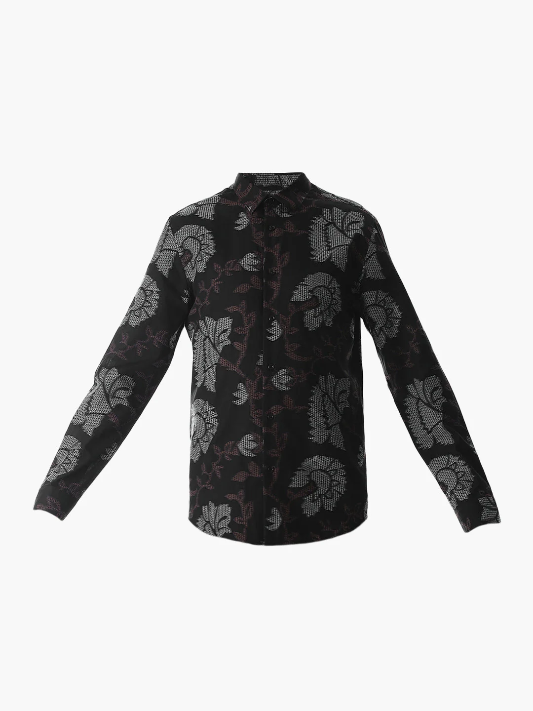 Black Jacquard Cotton Shirt - Image 7
