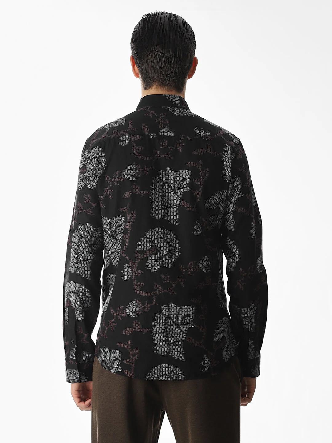 Black Jacquard Cotton Shirt - Image 9