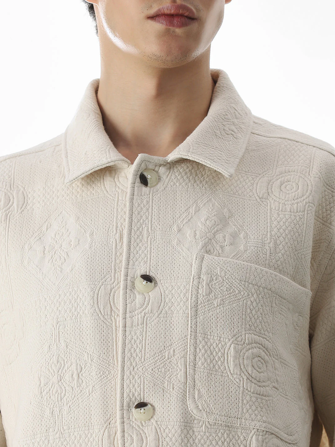Off-White Cotton Front-open Overshirt - Image 5