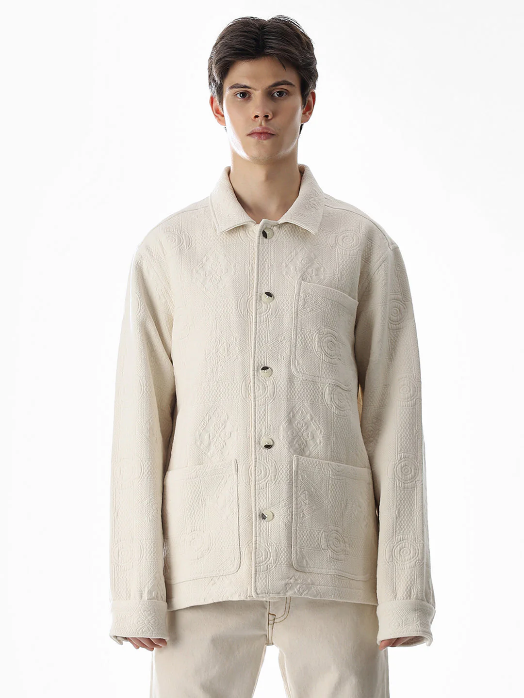 Off-White Cotton Front-open Overshirt - Image 8