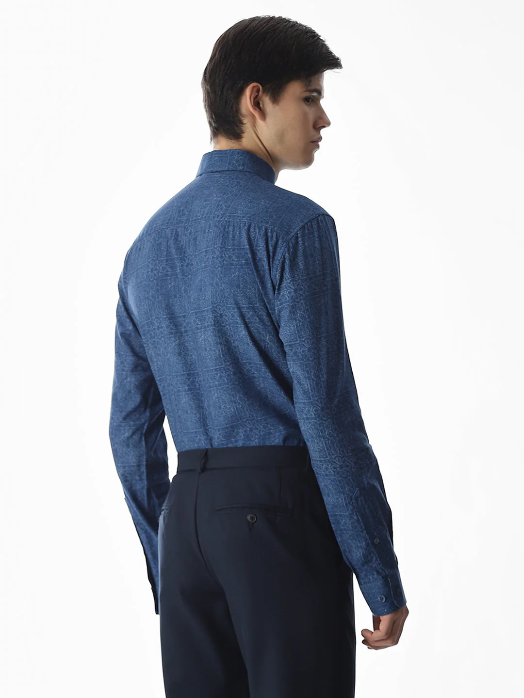 Blue Printed Cotton Shirt - Image 4