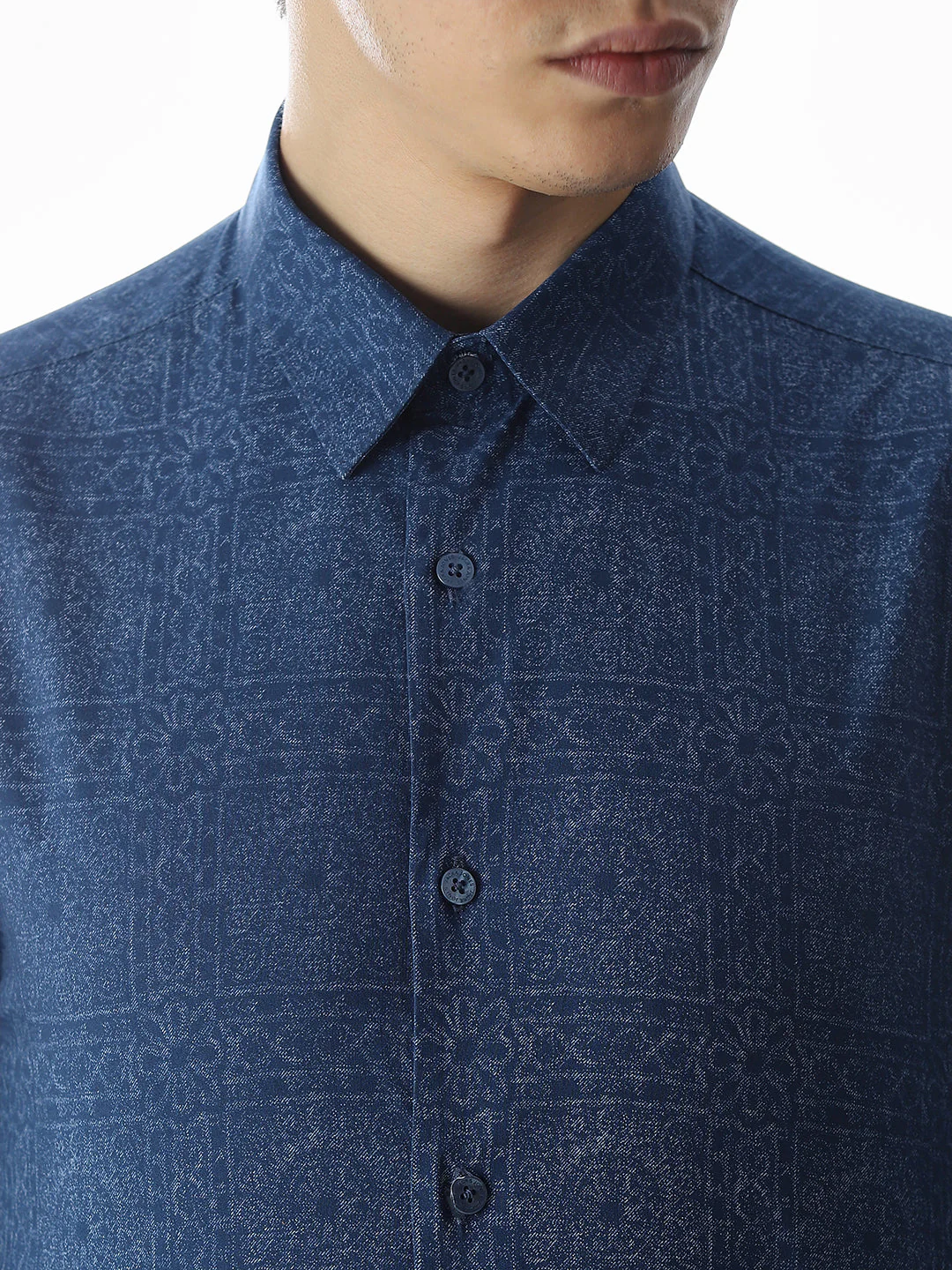 Blue Printed Cotton Shirt - Image 5