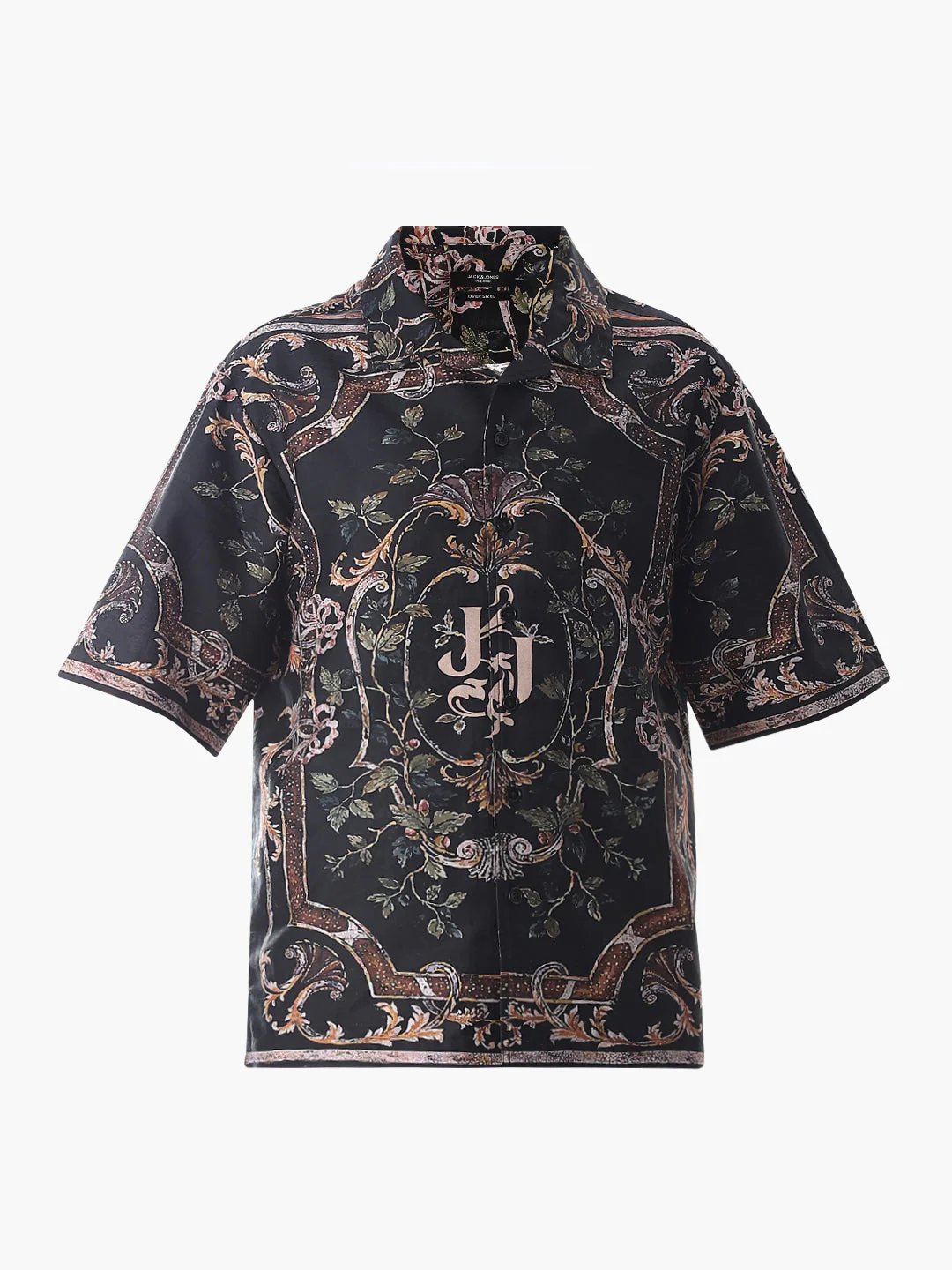 Black Abstract Print Oversized Shirt - Image 7