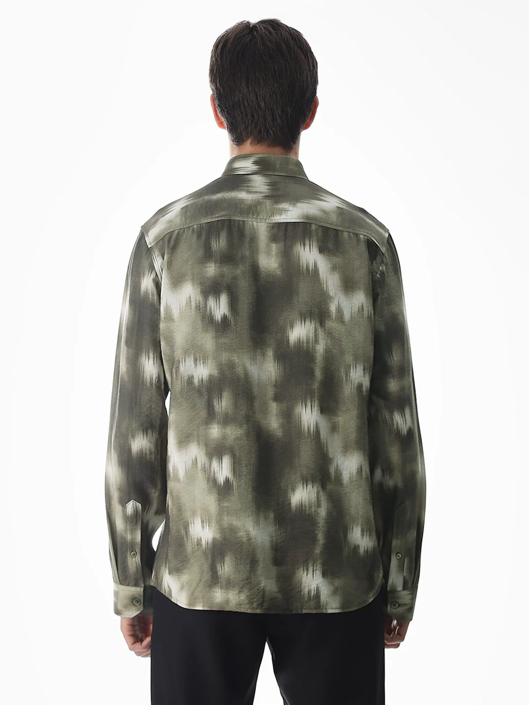 Dark Olive Abstract Print Shirt - Image 9