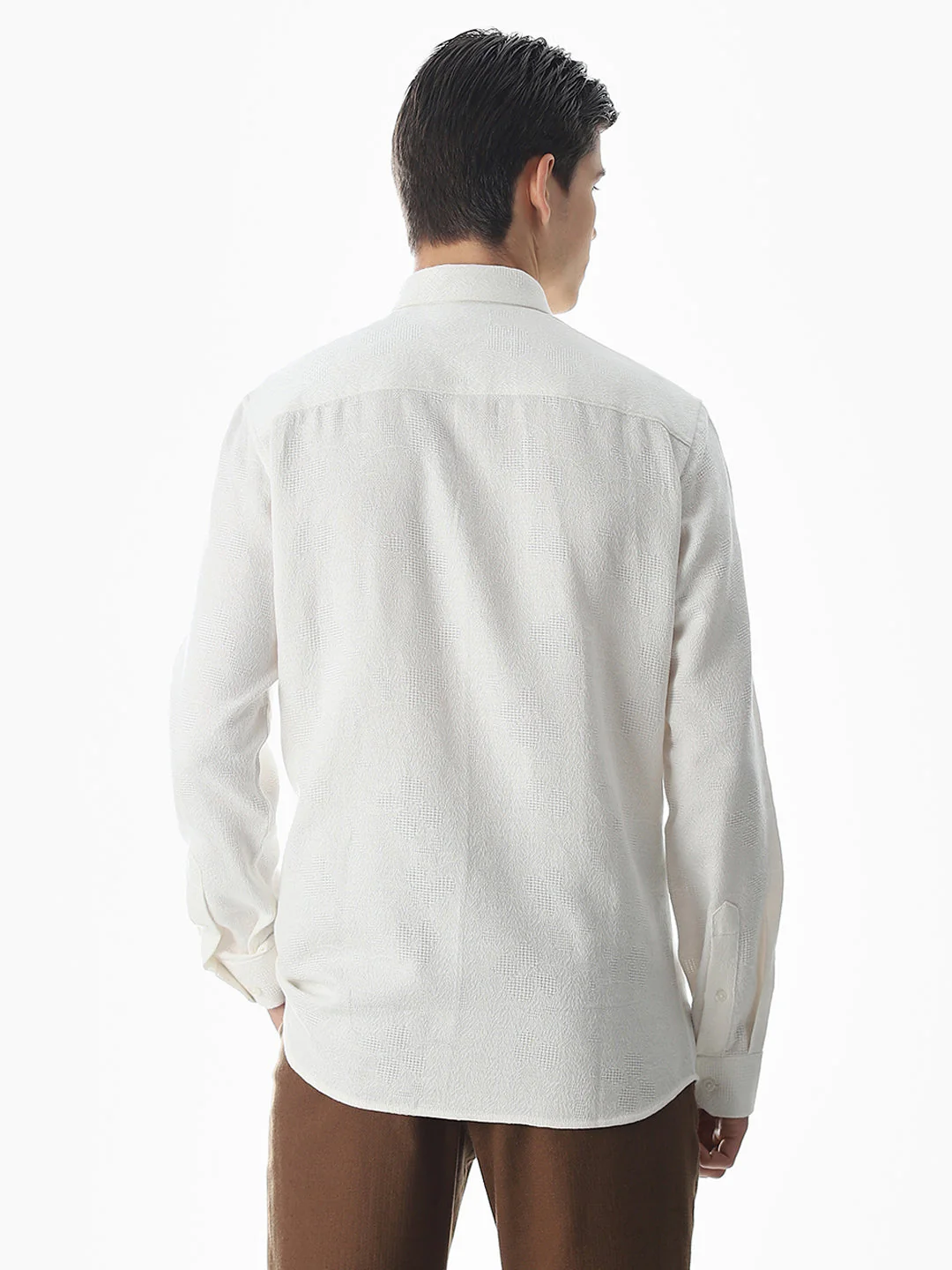 White Cotton Slim Fit Shirt - Image 4