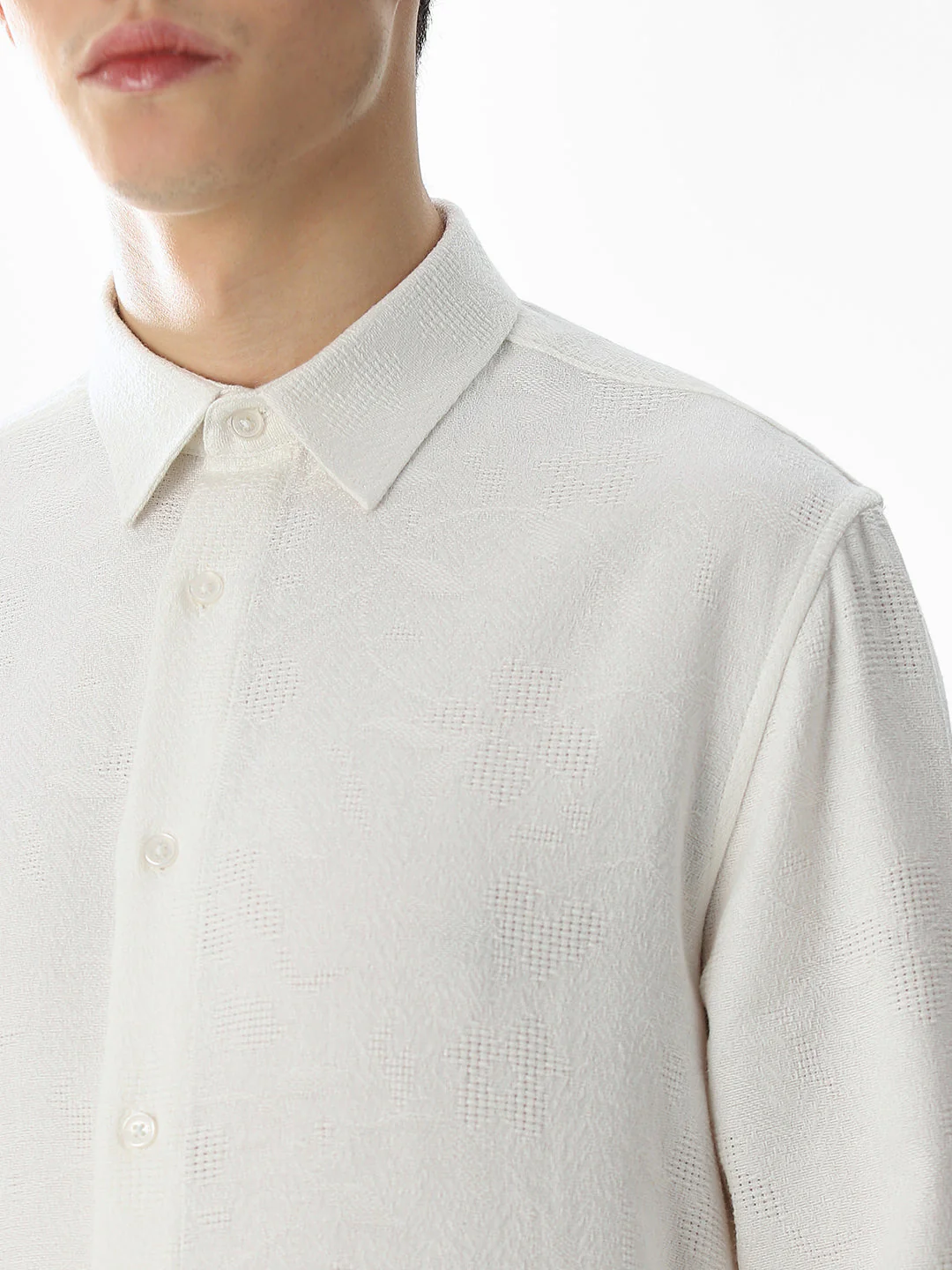 White Cotton Slim Fit Shirt - Image 5