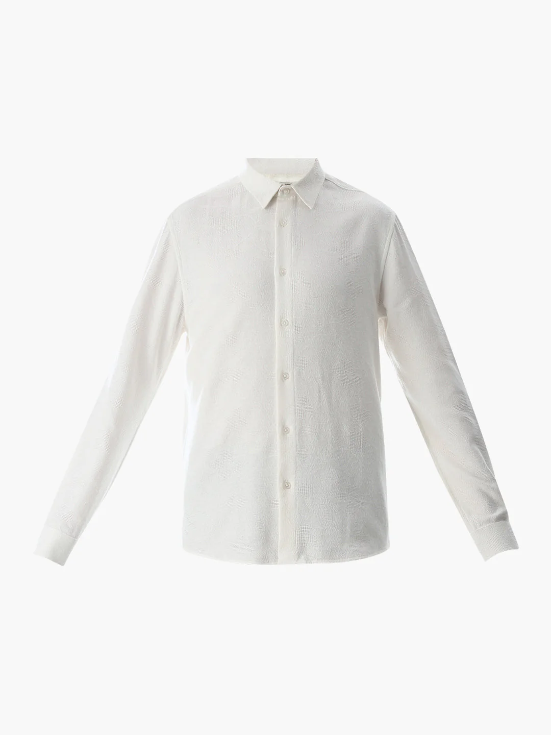 White Cotton Slim Fit Shirt - Image 7
