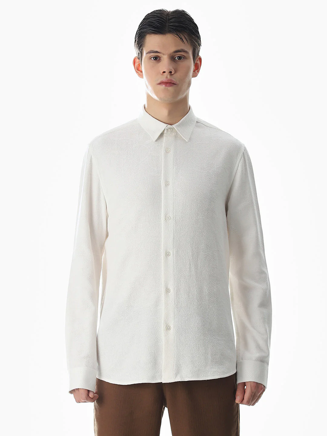 White Cotton Slim Fit Shirt - Image 8