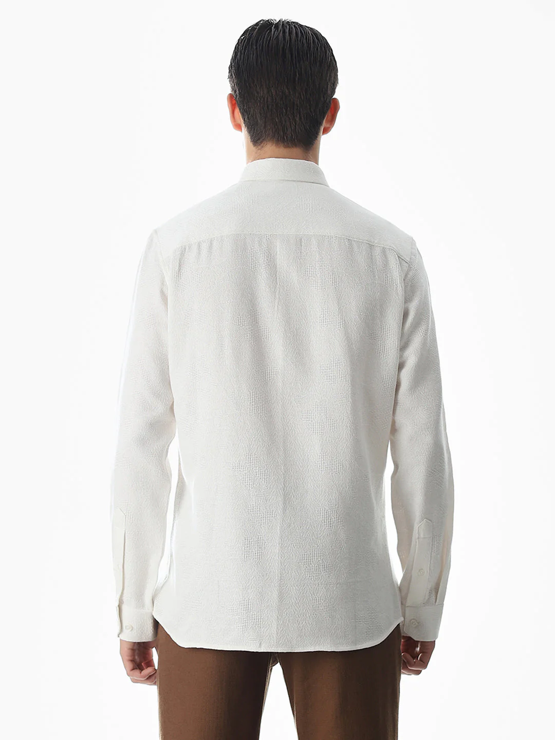 White Cotton Slim Fit Shirt - Image 9