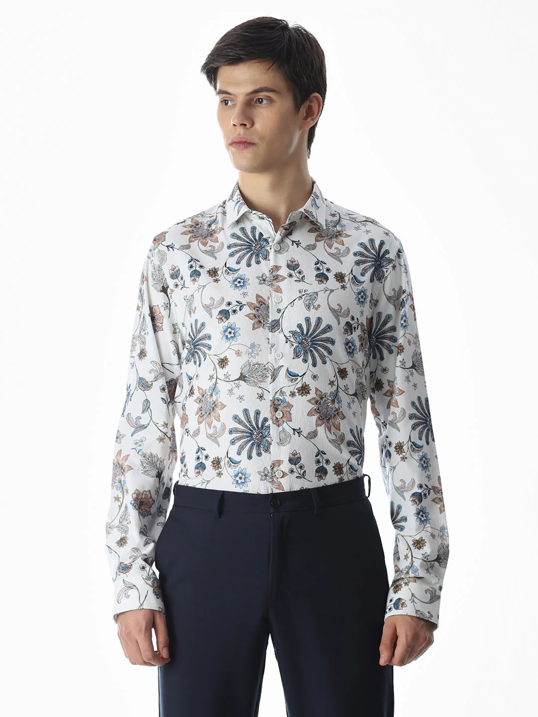 White Printed Cotton Shirt - Image 2